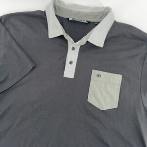 TravisMathew Mens XXL Grey Short Sleeve Pocket Polo Shirt